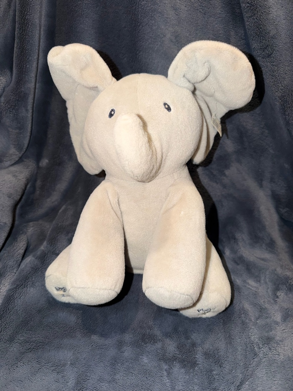 Baby GUND Animated Flappy The Elephant Plush Gray 12" Peek A Boo Ears Hang Low
